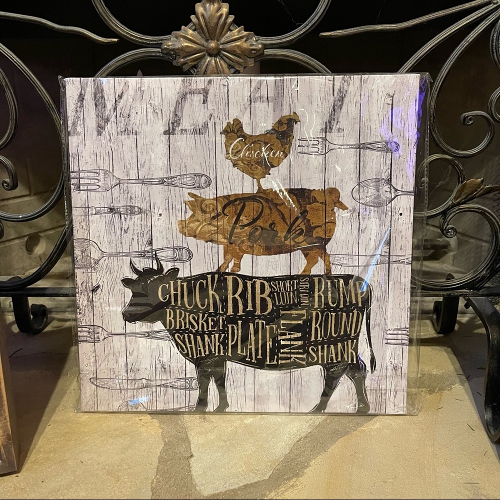 New Farmhouse Animal Wall Artwork for Kitchen with Cow, Chicken, and Pig - Picture 6 of 6